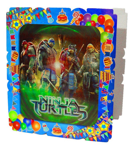 Piñata De Tortugas Ninjas Cuadrada Infantil Fiesta Arlequín