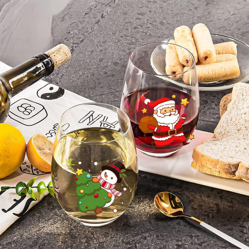 Set De 4 Copas De Vino De Navidad, Copas De Vino...