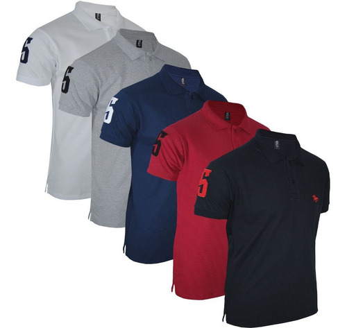 Kit Camisa Polo Masculina Clássica Bordado
