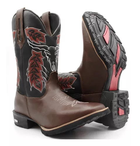 Botina Bota Texana Masculina Couro Country Oferta Exclusiva | Rodeio Boots  - Botas Texanas