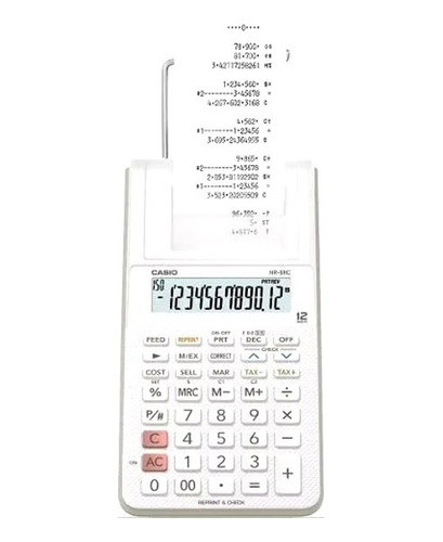 Calculadora Casio Hr-8rc Blanca Con Impresion 12 Digitos