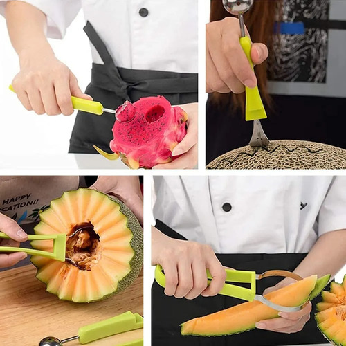 Rebanador De Frutas Melón Sandia 4 En 1 Verde