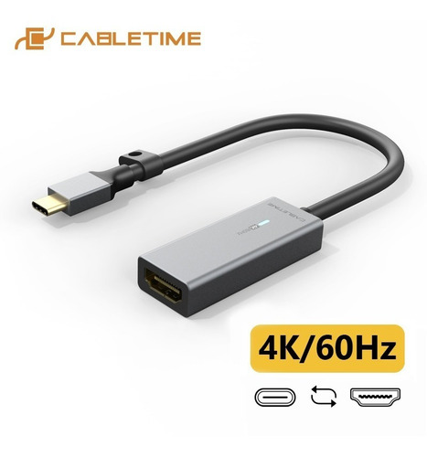 Imagem 2 de 7 de Cabo Adaptador Usb C P/ Hdmi 4k 60hz Thunderbolt 3 Cabletime