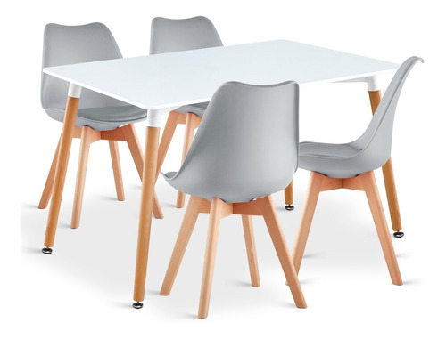 Combo Mesa Eames 120 Cm + 4 Sillas Tulip P - Alto Impacto