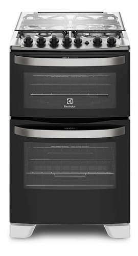 Cocina Electrolux 56DEB a gas/eléctrica 4 hornallas  acero inoxidable y blanca 220V puerta con visor 108.5L con horno doble