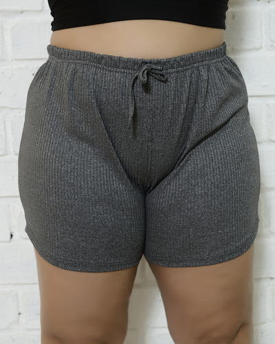 Kit 3 Shorts Canelado Plus Size Feminino Soltinho E Sortidos