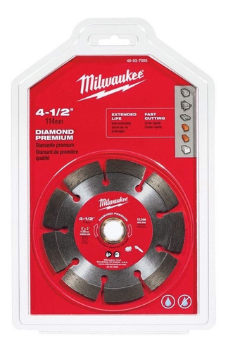 Disco Diamantado Segmentado 4.1/2 Milwaukee 49-93-7005