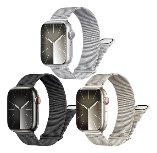 3 Correa Para Apple Watch Ultra Series 9 8 7 Se Milanes Loop