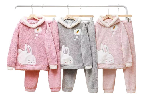 Pijama Con Capcuha De Conejo Polar Calentito Para Mujer