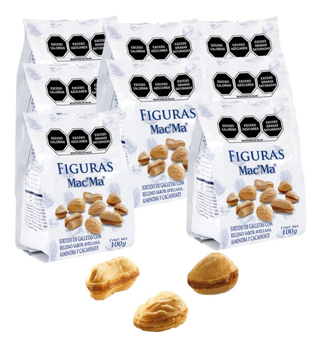 Galleta Figuras 5 Sobre 100c/u Avellana Almendra Cacahuate E