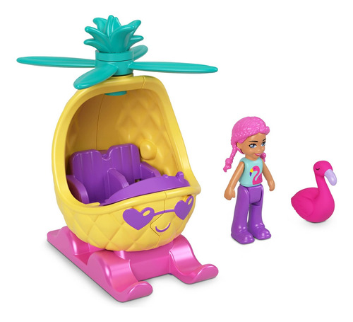 Polly Pocket Set Coleccionable Muñeca Con Helicóptero De Piñ