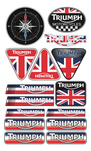 Triumph Kit De Stickers Con Resina Para Moto Planilla Tr03