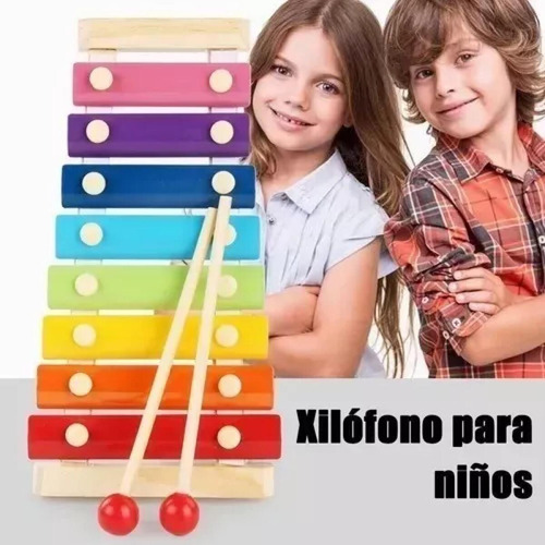 Xilofone Didático De Madeira Para Crianças 8 Notas Montessor