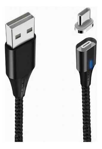 Cable Cargador Usb Tipo C Magnetico 1.5 Metros Carga & Datos Color Negro