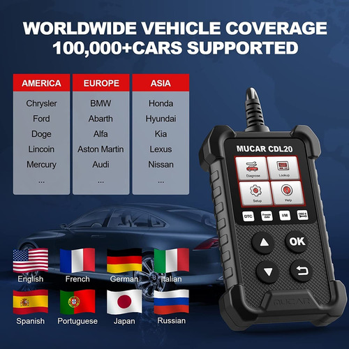 Escáner Vehicular Obd2 Mucar Cdl20, Biblioteca Dtc, Evap