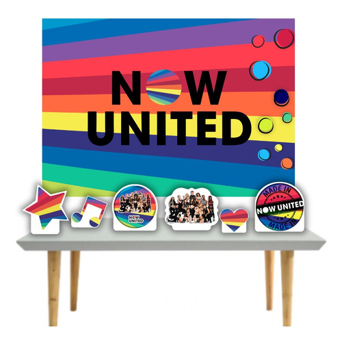 Kit Festa Painel + Displays Compatível Marca Now United