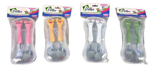Cubiertos Set Infantil 2 Piezas + Porta Cubiertos (24juegos)