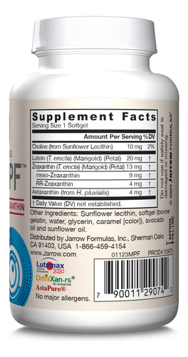 Jarrow Formulas Maculapf Complexo Carotenóide, Suplemento Di