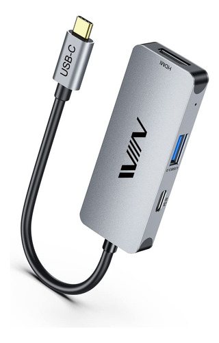 Adaptador Hdmi Usb C A Hdmi, Iviin 3 En 1 Usb Tipo C Hub Con