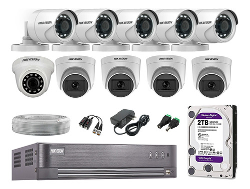 Cámaras De Seguridad Kit 10 Full Hd Hikvision 4 Camara Audio