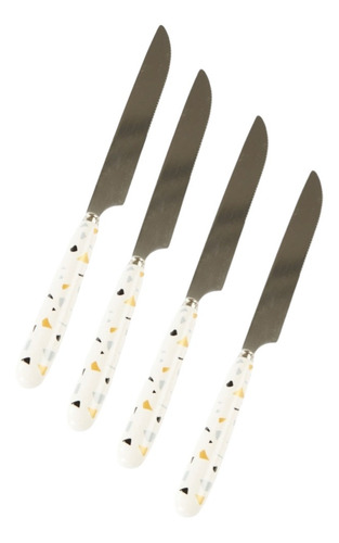 Cuchillo Geométrico Blanco Set X4 Piezas