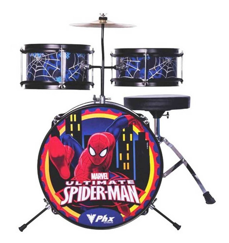 Bateria Infantil Phx Disney Ou Marvel Princesas Homem Aranha