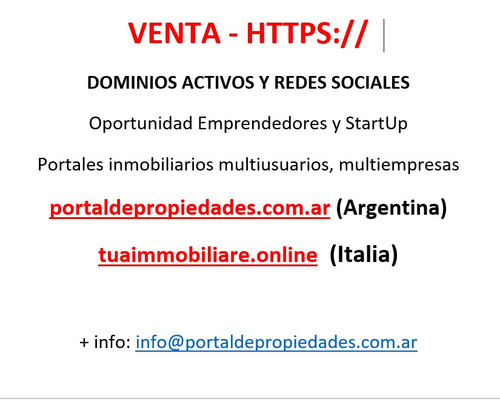 Venta De Portal Inmobiliario Activo Y Con Sus Redes Sociales