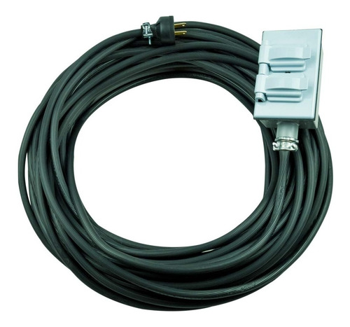 Extension Cable Uso Rudo 30 Metros Calibre 12 Contacto Doble Color Negro