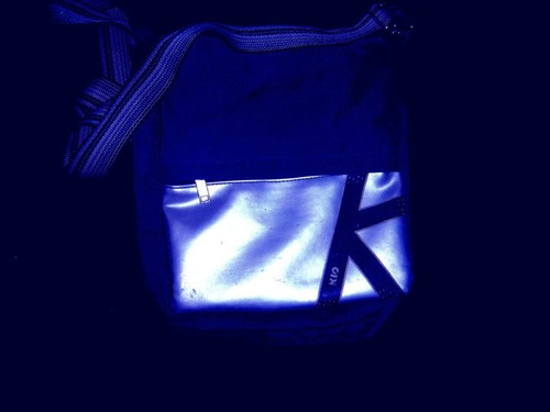 Bolso / Morral Largo Azul Oscuro De Marca Kio Clasica Chic 