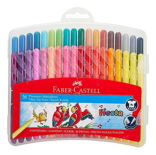 Marcadores Fiesta Faber Castell 36 Colores Estuche Rígido