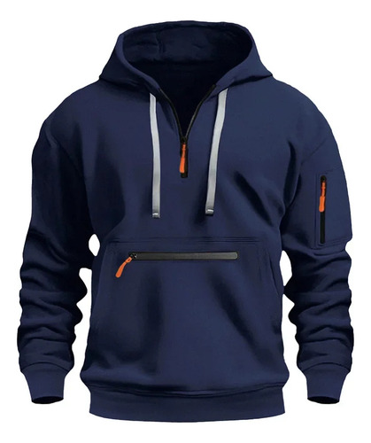 Sudadera Con Capucha Con Cremallera Y Bolsillos
