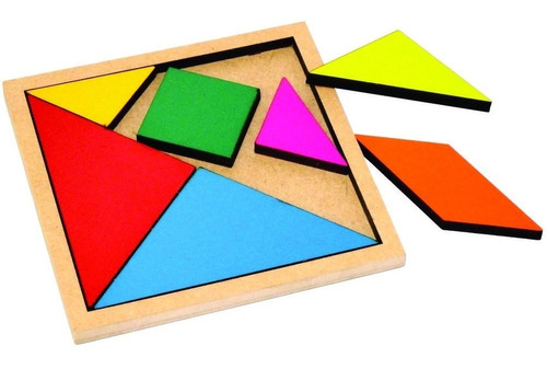 Tangram Quebra Cabeça Em Madeira Desafio Educativo Puzzle