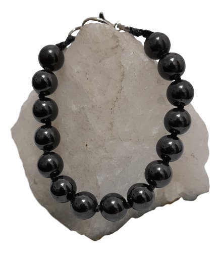 Psb2504 Pulsera Piedra Hematite Gris Oscuro 19 Cm