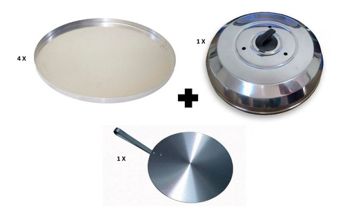 Imagem 1 de 7 de 4 Forma Para Pizza 35cm + Abafador 40cm + Pá Pronta Entrega
