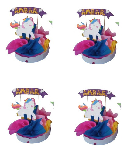 Unicornio Centros De Mesa Goma Eva Pony Adorno Torta