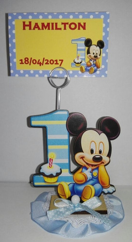 20 Souvenirs + Central Mickey Bebe Un Añito Personalizados