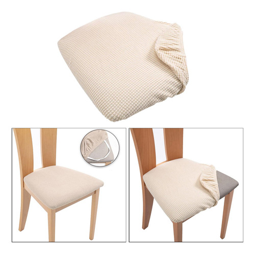 Estirar La Cubierta Del Asiento De La Silla De Comedor Beige