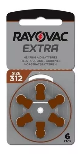 Pila Rayovac Extra 312 botón pack de 6 unidades