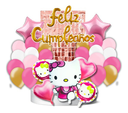 Kit Combo De Globos Cumpleaños Hello Kitty