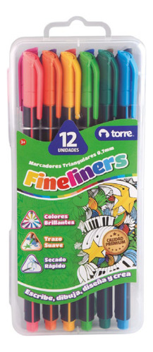 Set 12 Fineliners Tiralineas 0,7mm Torre
