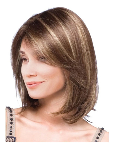 Wu Peluca Corta Bob 14 Pulgadas For Color Pelo Sintético