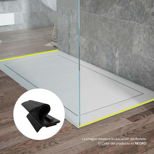 Burlete Autoadhesivo Para Ducha Contencion De Agua Negro