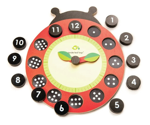 Tender Leaf Toys Reloj Encastre Ladybug Teaching Clock Niños