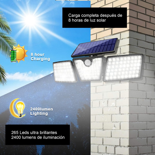 Lampara Reflector Solar Con Sensor Para Muro O Jardín