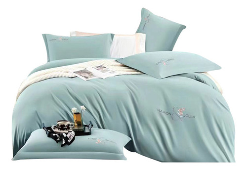 Funda Duvet Tacto Suave Unicolor Aqua Queen