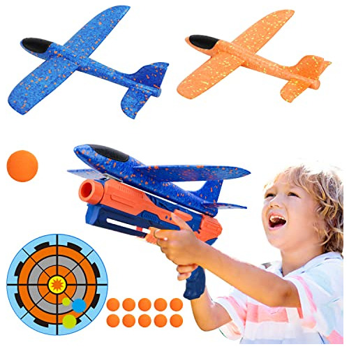 Lanzador De Aviones De Espuma Niños, 2 Paquetes, 2 Mod...