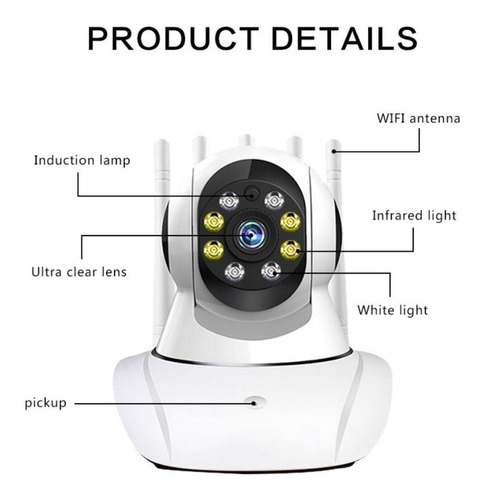 Câmera Wifi Vira 360 3antenas Ip Geraçâo Visâo Noturna