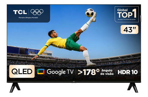 Smart TV TCL 43 Polegadas Full HD QLED S5K WiFi Bluetooth Google TV 2 HDMI HDR10 Dolby Audio 43S5K
