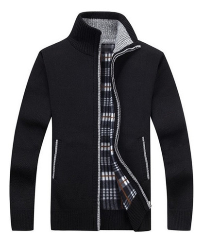 Chaqueta De Punto For Hombre Con Cuello Alto Y Cremallera