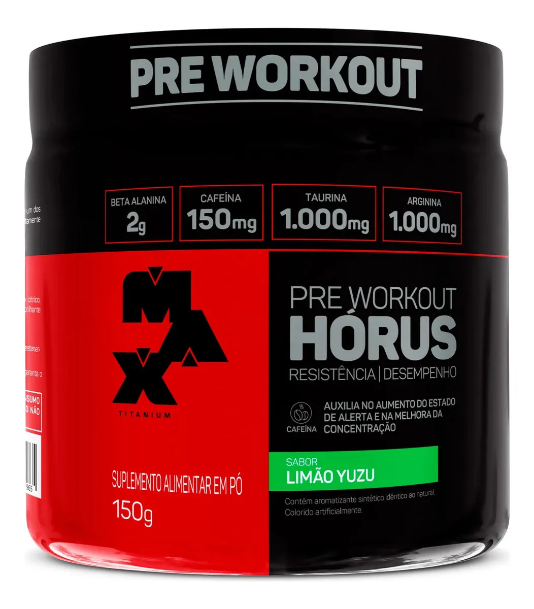 Pré Treino Hórus 150g Max Titanium Limão Yuzu Energia Sustentada